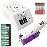 HENGMEI 10W Elektrisch Nagelfräser Nagelfeile Maniküre Pediküre 20000 U/Min Bohrgeraet Maschine Nagelstudio-Sets (Weiß)