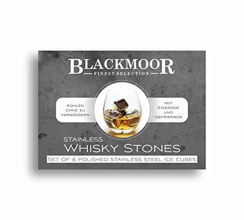 Whisky-Steine aus Edelstahl – Geschenkset mit Eiszange, Box und Samtbeutel - 3