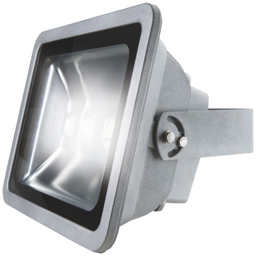 as - Schwabe as Chip-LED-Strahler 120 W, geeignet für Außenbereich, Gewerbe, Baustelle mit Samsung-Chip-LED, silber, 46985