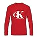 Produktbild Fashion Calvin Klein Men CK Logo Casual Long Sleeve T-Shirt Large Red