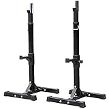Yaheetech Adjustable Heavy Duty Squat Rack Stand Power Weight Bench Support for Curl Barbell Olympic Barbell Free-Press Bench Black