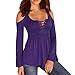 Produktbild Bluse Damen Herbst Shirt Reizvoller Übergröße Einfarbig Bandagen Kalte Schulter Sweatshirt T-Shirt Langarm Oberteil Tops Langarmshirt Lose Hemd Tunika (S-5XL)