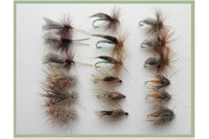 TROUTFLIESUK Sedge Trout flies, 18 Pack Caddis, Sedge, 6 Varieties, Fishing flies, Choice of sizes