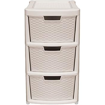 Funky Gadgets Plastic Rattan Drawer Storage Unit Cabinet Small