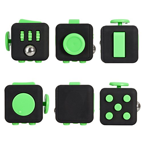 Fidget Cube Alivia estrés y Ansiedad para niños y adultos juguete de regalos de Navidad (verde negro)