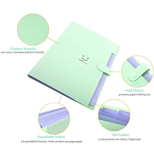 Oficina Pl  stico carpetas Multi bolsillo organizador A4  archivo expansi  n documento carpeta talla   nica verde