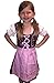 Produktbild Dik01 Dirndl für Kinder, 3 Teiliges Trachtenkleid in Pink Schwarz, Kleid mit Bluse und Pinker Schürze für Mädchen, Gr. 116