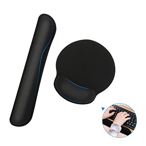 Reposamu  ecas Teclado Gel WEINAS Ergon  mico con Mu  ecas del Teclado Rat  n Pad Antideslizante para Ordenador Alfombrillas para Rat  n y Teclado Reposamu  ecas Espuma de Memoria Almohadilla de Rat  n - Negro