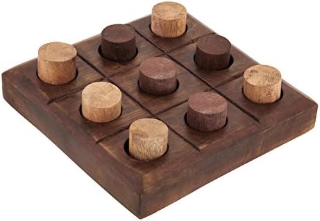 Wooden Tic Tac Toe Game X's and O's - Fun Travel Games Toys for Kids Children - 2 Player Handheld Brain Challenge Game Outdoor Indoor.