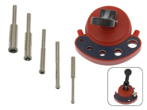 6 tlg Set Diamant Hohlbohrkrone 4 - 12 mm inkl. Bohrerlehre