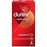 Durex Yakın Hisset 8 XL Prezervatif, D&uuml;z, Kokusuz, Lateks