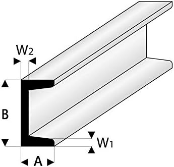 Maquett (Raboesch) Styrene Sections C Channel. 5 pieces, 330mm long. Choice of sizes, Delivery charge is for any quantity. (3mm x 1.5mm)