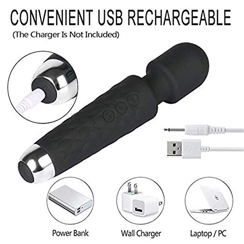 Preisvergleich Produktbild CBDGD0758 Mini Stabmassagegerät, Handmassagestab, therapeutisches, krodenloses, wiederaufladbares 20-Fach wasserdichtes Multi-Speed-Körpermassagegerät for Frauen (Color : Black)