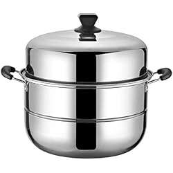 Acier inoxydable Steamer/marmite à soupe 2 couches avec des ménages à vapeur 30cm / 32cm / 34cm / 36cm / 38cm / 40cm épaissie Adapté for Cuisinière gaz/Cuisinière à induction Convient for 3-13 per