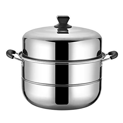Acier inoxydable Steamer/marmite à soupe 2 couches avec des ménages à vapeur 30cm / 32cm / 34cm / 36cm / 38cm / 40cm épaissie Adapté for Cuisinière gaz/Cuisinière à induction Convient for 3-13 per