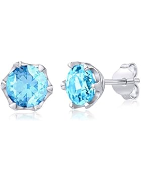 Silber Ohrstecker mit echtem Topas Swiss 6 mm Sterling Silber 925