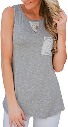 Xinantime ❤️ Women Lace Tops Ladies Sale Splice Vest T-Shirt Sleeveless Casual Solid Color Shirt Tank Sexy V Neck Crop Blouse Blue