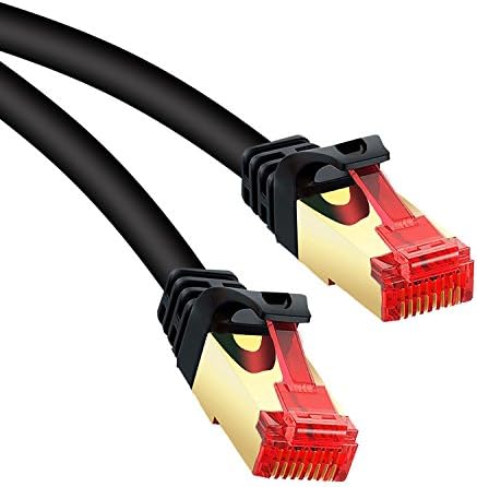 LinRui (2-PACK)Ethernet Gigabit Lan Network Cable (RJ45) Advanced CAT 7 |Gold Connectors| 10Gbps 600MHz |10/100/1000Mbit/s | Patch cable | STP | compatible with CAT.5 / CAT.5e / CAT.6 | Switch/Router/Modem (2M, BLACK)