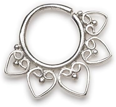 HEART MANDALA 1.6mm (14g) septum piercings,tragus ring,silver septum,ornate, (Code 15)