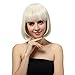 Bigood 28cm Party Buckle type Neat bang short straight hair Bob hairstyle White wig