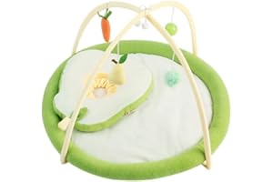 VERTAST Cat Play Mat Sleeping Mat Padded Tent - Indoor Cuddly Bed Non-Slip Mat with Hanging Toys & Balls for Activity & Relaxation (Green - 50 cm)