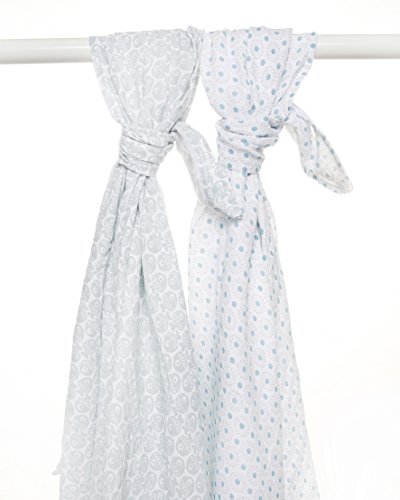 Motherhood 5901323923449 Einschlag- und Mulltücher aus Baumwoll Musselin 100×120 cm (2 Stück) – PREMIUM, 100% naturreine Baumwolle – Öko-Tex Standard 100, Fische - 2