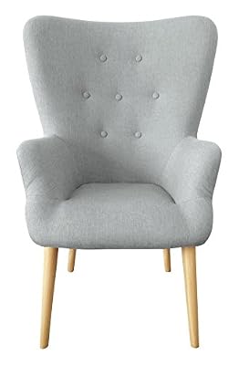 Menzzo 3327480020746 Scandinave Barkley Fauteuil Tissu Gris 90 x 101 x 78 cm