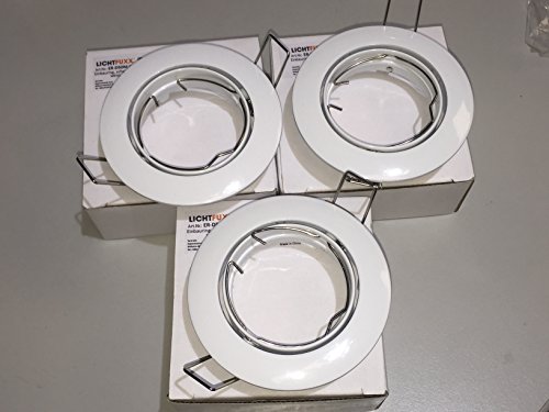 Preisvergleich Produktbild 3x LICHTFUXX MR16 Deckeneinbaustrahler / Einbaurahmen; geeignet für LED- oder Halogen-Leuchtmittel, je nach Fassung (GU10 oder GX5.3) für 230V Hoch- oder 12-24V Niedervolt