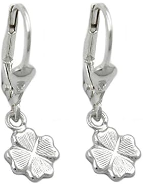 Unbespielt Ohrstecker Brisur kleines Kleeblatt 925 Silber 24 x 7 mm inklusive Schmuckbox Ohrschmuck Ohrringe