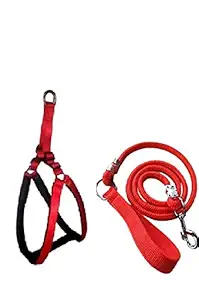SENAPATI Dog Red Harness Medium with Rope Leash Set with Fibre Handle (Red Color, Waterproof, X-Large Rope)
