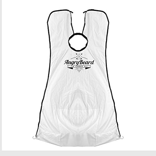 Mens Beard Bib white Beard Apron for men Angrybeard Shaving Apron Beard Bib for Shaving, Grooming Beard Catcher - Beard apron white