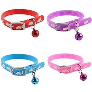 THE DDS STORE Adjustable Multiple Colors Superb Style Pet Dog Rubber Silicone Cat Collar with Bell Puppy Collar Training Collar ---(RED)