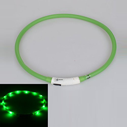 FLYING_WE Collier de chien LED? Collier de sécurité pour chien clignotant et imperméable à l'eau imperméable à l'eau? ighten UP Pet Cat Collar pour la marche de nuit- Visibilité de 1640ft. (vert ?