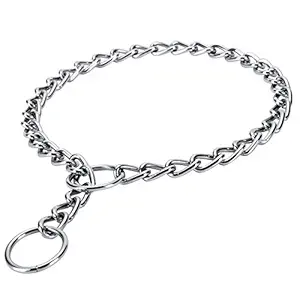 JuWow Chain Dog Training Choke Collar, Adjustable Stainless Steel Chain Slip Collar, Strong, Durable, Weather Proof, Tarnish Resistant Metal Chain, Best for Small Medium Large Dogs (3.0mm22inch)