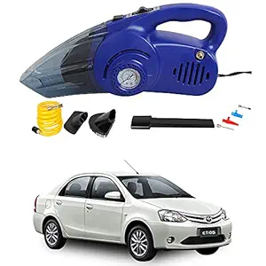 Oshotto 2 in 1 Car Vacuum Cleaner Cum Tyre inflator/Air Compressor for Toyota Etios (Blue)