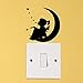 Produktbild wonder4life Little Girl Sitting On The Moon Silhouette Decor Doorbell Switch Bedroom Wall Stickers Fashion Switch Stickers