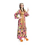 Kostümplanet® Hippie Kleid für Hippie-Kostüm Damen Faschingskostüm große Größen 52 - 