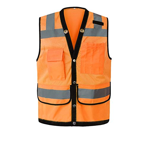 Preisvergleich Produktbild SXY Leichte Weste Wasserdichte Warnschutzkleidung Multi-Tasche fluoreszierende gelbe Kleidung Weste Outdoor-Overall (Color : Orange, Größe : L)