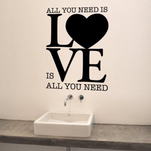 STICASA "LOVE IS ALL YOU NEED VINYL WALL STICKER MURAL – cm 53 x 72 – Matte Black – Wall Stickers of Desgin – Production Handcrafted Milano.