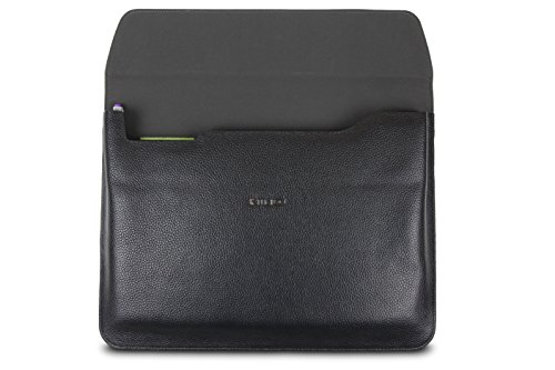 Maroo Executive Pebbled Sleeve für Microsoft Surface Book (alle Versionen) in schwarz – von Microsoft zertifizierte Schutzhülle [Echtleder | Außentasche | Fach für Surface Pen | Weiches Innenfutter | Magnetische Frontklappe] – MR-MS2010 - 2