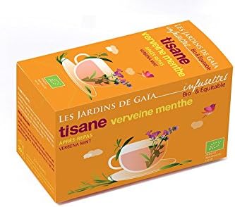 Verbena Mint Herbal Tea Bags, Fairtrade Organic, Les Jardins de Gaia, 20 Tea Bags, fully biodegradable packaging