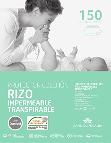 Cándido Penalba Marfil Matratzenschutz, Frottee, wasserdicht, atmungsaktiv, 150 x 190/200 cm - 2