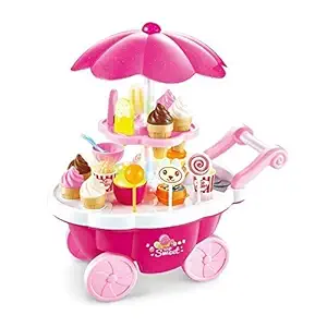 Viel Spiel Ice Cream Play Cart Kitchen Set for Girls Toys Without Lights and Music