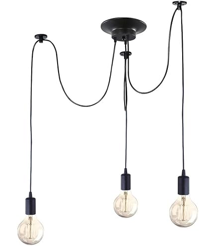 Faro Barcelona 29696 - LE VITA Pendelleuchte Schwarz, Mit Glasdiffusor, Für Wohnzimmer & Essbereich