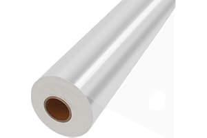 JOYIT 80CM x 67M Rouleau Plastique Transparent - 3 Mils Papier Cadeau Transparent, Rouleau Papier Transparent Fleuriste, Papier Transparent Emballage pour Paniers Cadeaux Fleurs Wrap (80CM Plier en 40CM)