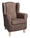 Sillón orejero fijo. Medidas: 99 x 73 x 70 cm (alto x ancho x fondo).