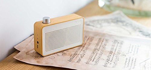 Emie Minimalist Wooden Portable Bluetooth Speaker , Radio-designed Home Speaker with Super Bass , Works with Apple iPhone , iPad , Samsung and More (Upgraded Radio-desiged Version)