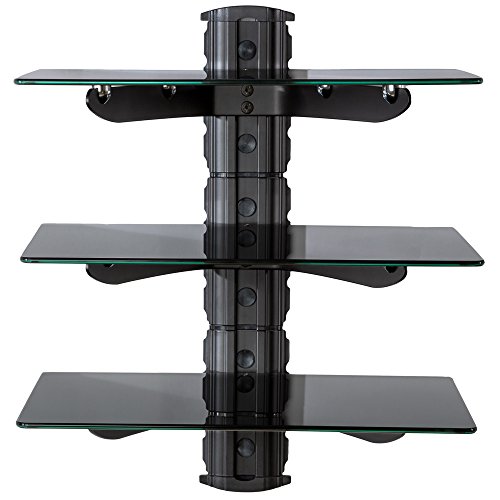 Mejor TecTake Soporte de pared para reproductores de DVD y receptores
(3 estantes), color negro Revisión