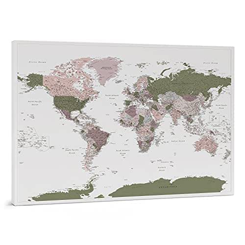 Planisfero Da Parete Mappa Del Mondo Quadro Su Tela Incorniciato Con 100 Puntine Incluse Cartina Geografica Mondo In Viola Verde Dimensioni 100x70 120x80 150x100 Cm Amazon It Prodotti Handmade