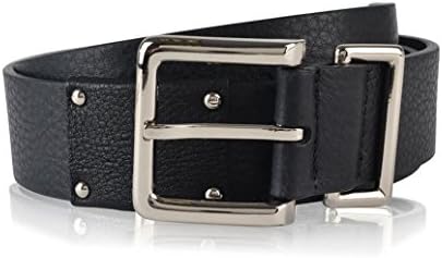 DKNY Mens Leather Studded Belt - Silver Toned Buckle - Size 28"